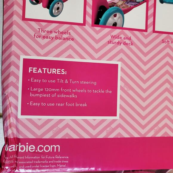 NIB Mattel Barbie 3-Wheel Tilt Scooter & Barbie Pink Sequin Back Pack Bundle LOT - Picture 7 of 10